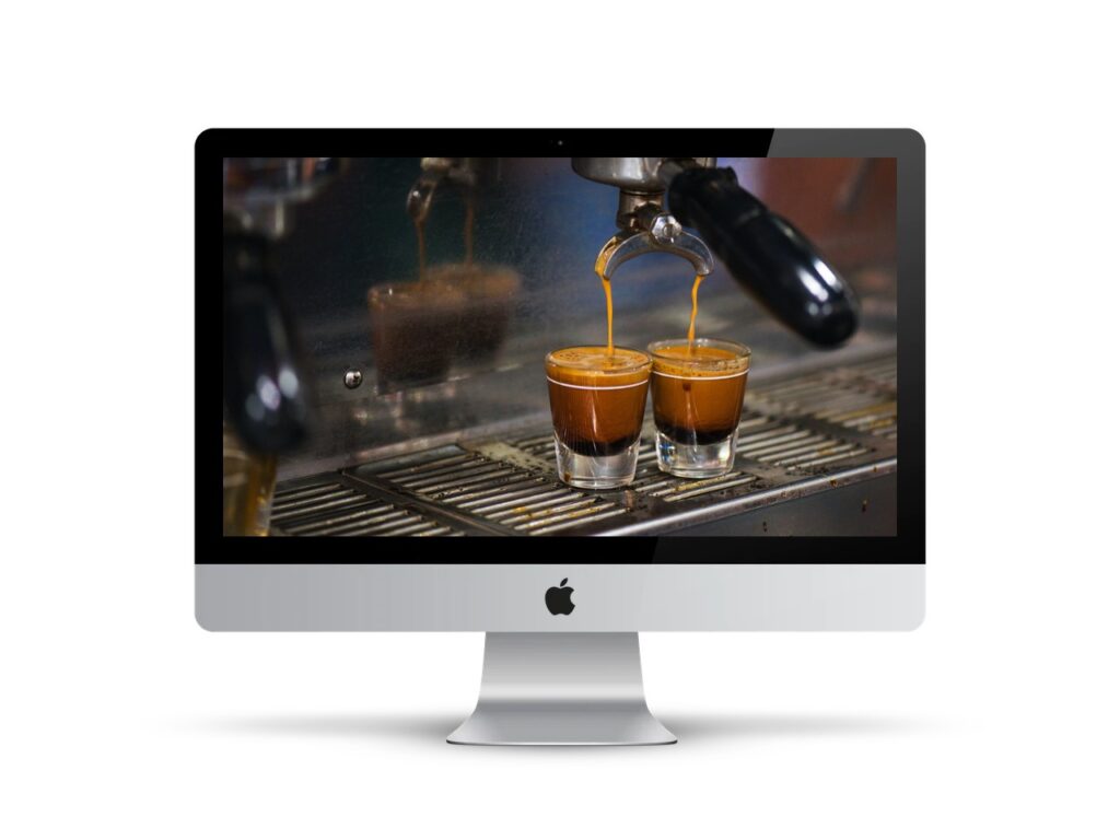 Double espresso being made, on desktop